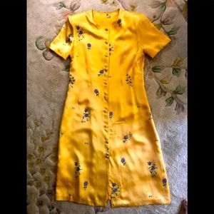 100% Pure Yellow Silk Dress